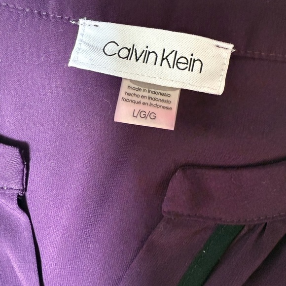 Calvin Klein Purple Long Sleeve Blouse Large Gold Button Detail - Picture 2 of 5